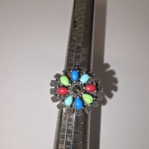 Colorful Gemstone Flower Ring